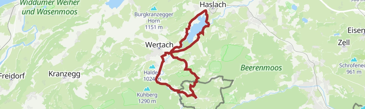Route map: Jungholz rund um den Grüntensee und zurück